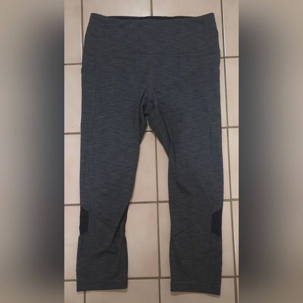 Lululemon Pace Rival Mid-Rise Crop 22” – Heathered Black / Black (8)